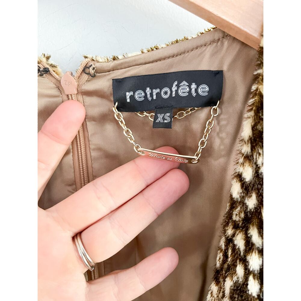 Retrofete | Eleanor Velvet Snake-Print Cocktail Dress | Gold Snake | Sz XS - Picture 7 of 11